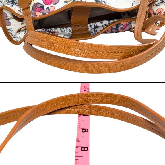 Radley London Dane Park Sketchy Floral Large Nylon Tan Leather Tote & Dust Bag - Picture 7 of 10